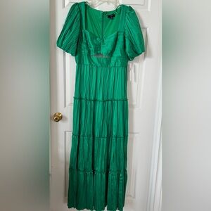 Aqua pleated cutout A Line Vibrant Green Formal Dress-Bloomingdale’s Exclusive